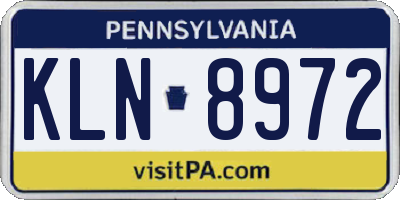 PA license plate KLN8972