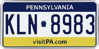 PA license plate KLN8983