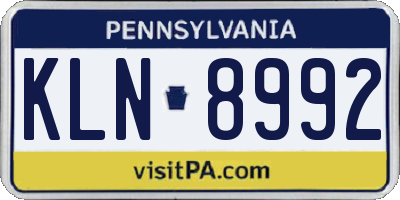 PA license plate KLN8992