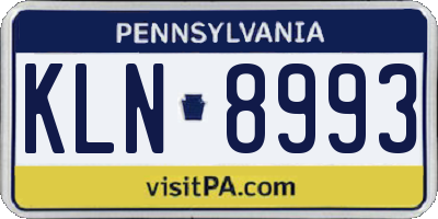 PA license plate KLN8993
