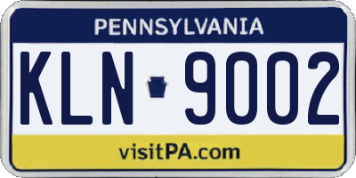 PA license plate KLN9002