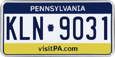 PA license plate KLN9031