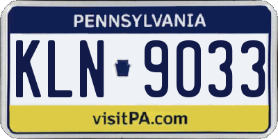 PA license plate KLN9033