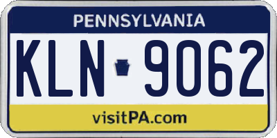 PA license plate KLN9062