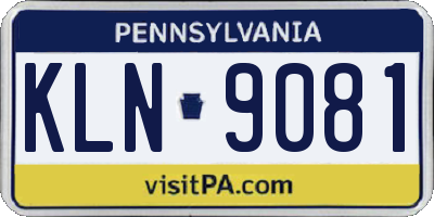 PA license plate KLN9081