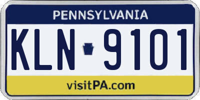 PA license plate KLN9101