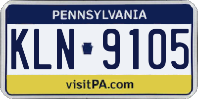 PA license plate KLN9105