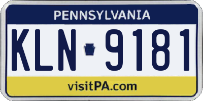 PA license plate KLN9181