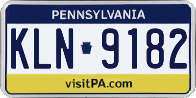 PA license plate KLN9182