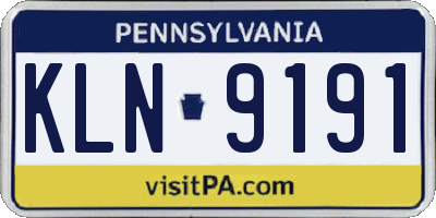 PA license plate KLN9191