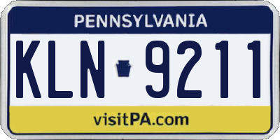 PA license plate KLN9211