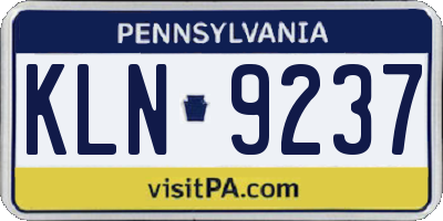 PA license plate KLN9237