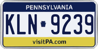 PA license plate KLN9239
