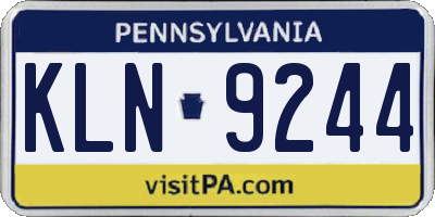PA license plate KLN9244