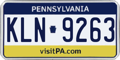 PA license plate KLN9263