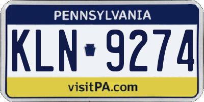 PA license plate KLN9274
