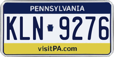 PA license plate KLN9276