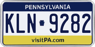 PA license plate KLN9282
