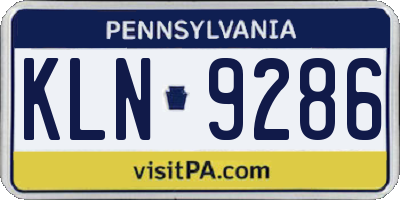 PA license plate KLN9286