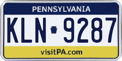 PA license plate KLN9287