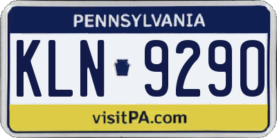 PA license plate KLN9290