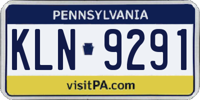 PA license plate KLN9291