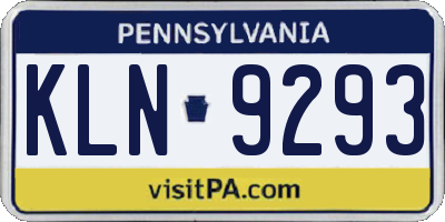 PA license plate KLN9293