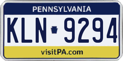 PA license plate KLN9294