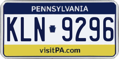PA license plate KLN9296