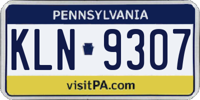 PA license plate KLN9307