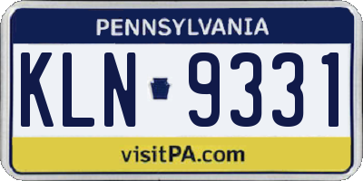 PA license plate KLN9331