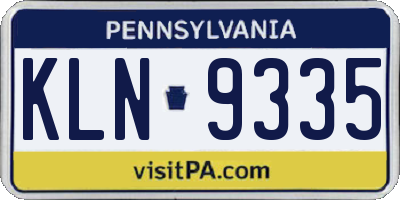 PA license plate KLN9335