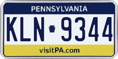 PA license plate KLN9344