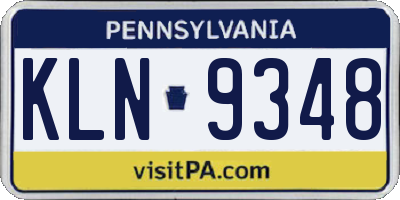 PA license plate KLN9348