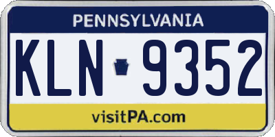 PA license plate KLN9352
