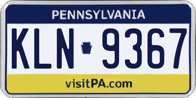 PA license plate KLN9367