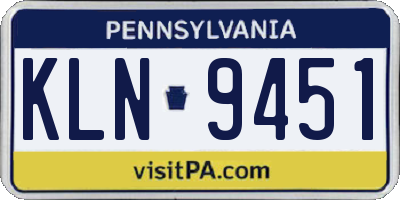 PA license plate KLN9451
