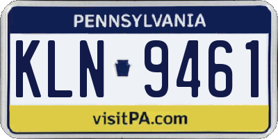 PA license plate KLN9461