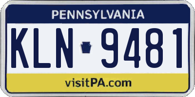 PA license plate KLN9481