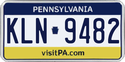 PA license plate KLN9482