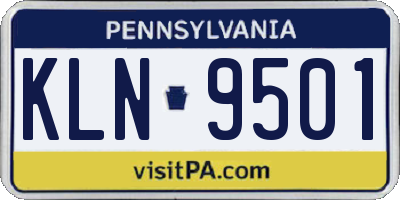 PA license plate KLN9501