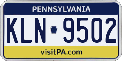 PA license plate KLN9502