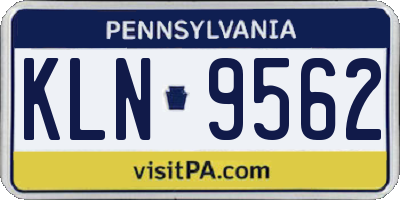 PA license plate KLN9562