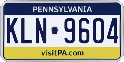 PA license plate KLN9604