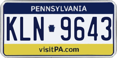 PA license plate KLN9643
