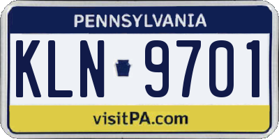 PA license plate KLN9701