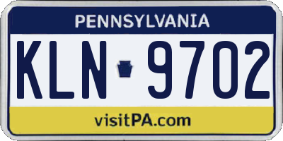 PA license plate KLN9702
