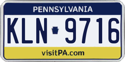 PA license plate KLN9716