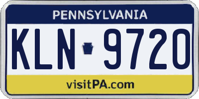 PA license plate KLN9720