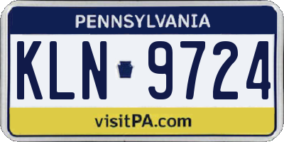 PA license plate KLN9724